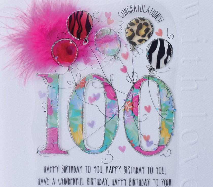 100th Handmade Birthday Card For Her - House of Cards