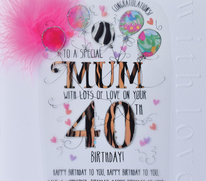 Mum 40th Handmade Birthday Card