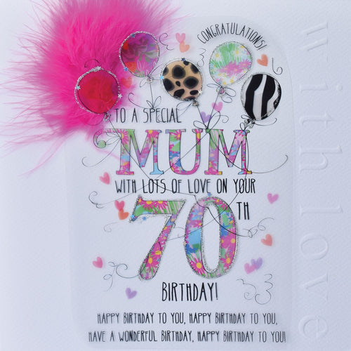 Mum 70th Handmade Birthday Card