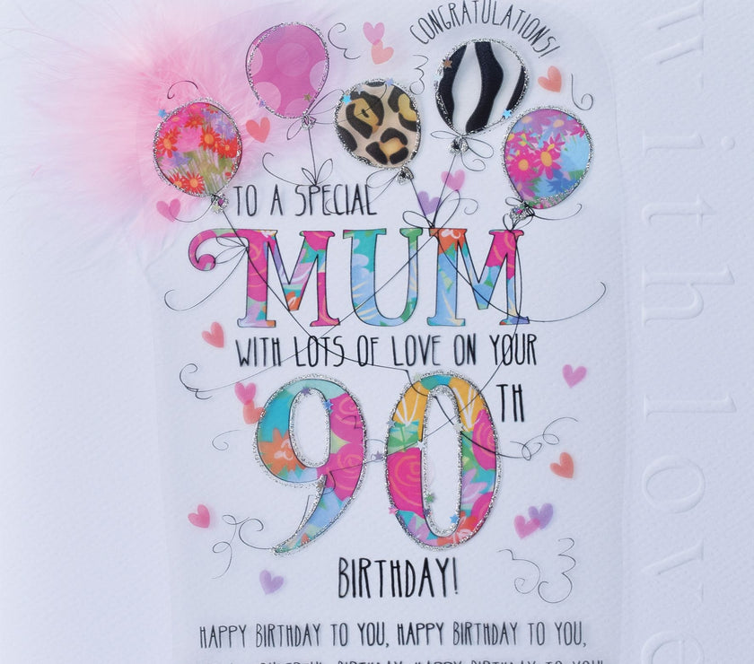 Mum 90th Handmade Birthday Card