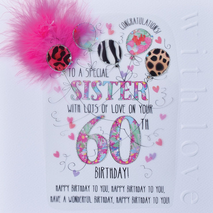 Sister 60th Handmade Birthday Card
