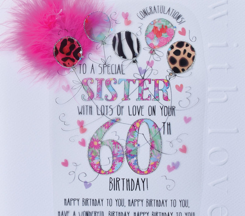 Sister 60th Handmade Birthday Card