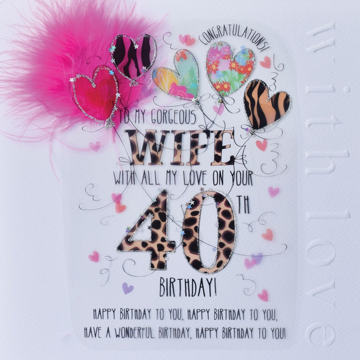 Wife 40th Handmade Birthday Card