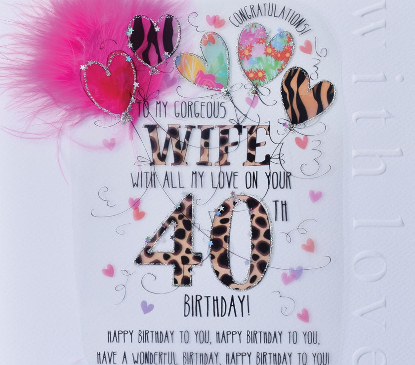 Wife 40th Handmade Birthday Card
