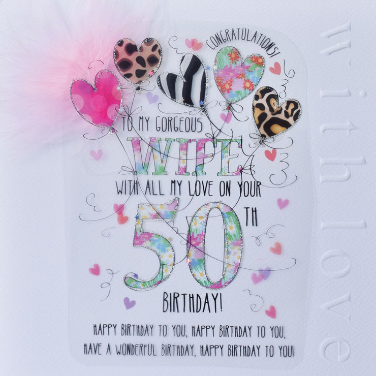 Wife 50th Handmade Birthday Card