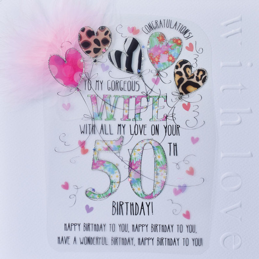 Wife 50th Handmade Birthday Card