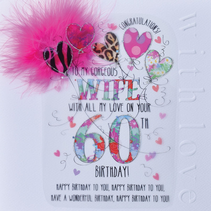 Wife 60th Handmade Birthday Card