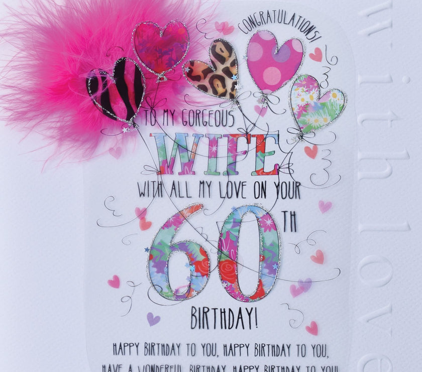 Wife 60th Handmade Birthday Card