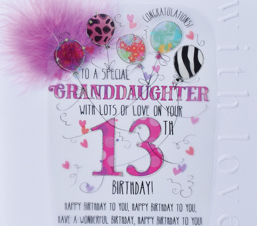 Granddaughter 13th Handmade Birthday Card