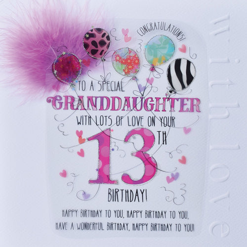 Granddaughter 13th Handmade Birthday Card