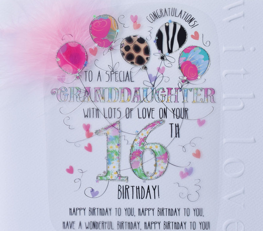 Granddaughter Handmade 16th Birthday Card