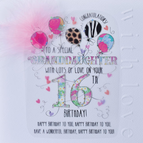 Granddaughter Handmade 16th Birthday Card