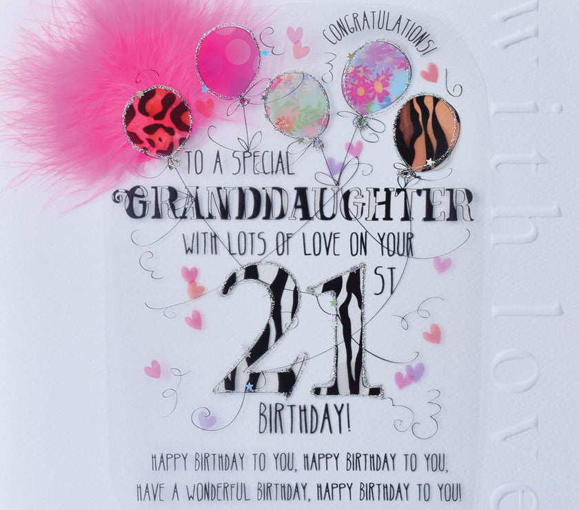 Granddaughter 21st Handmade Birthday Card