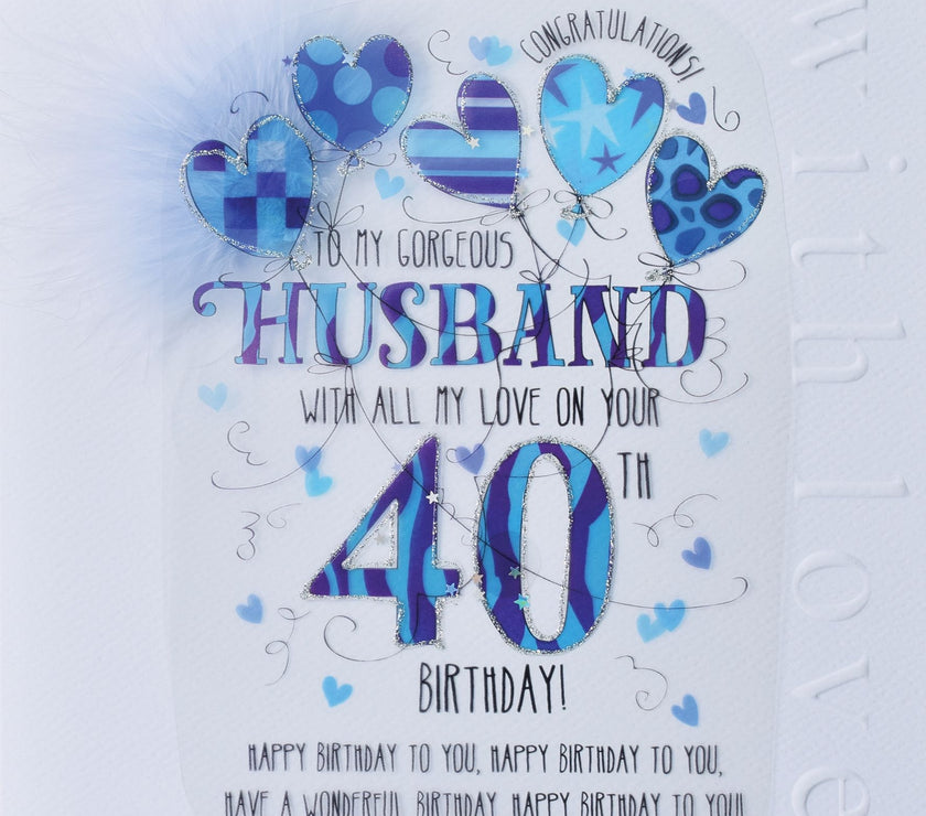 Husband 40th Handmade Birthday Card
