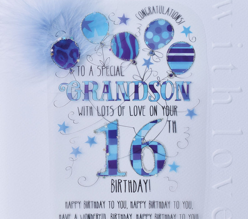 Grandson 16th Handmade Birthday Card