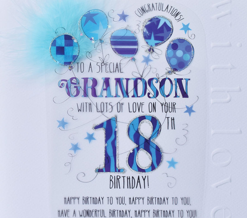 Grandson 18th Handmade Birthday Card