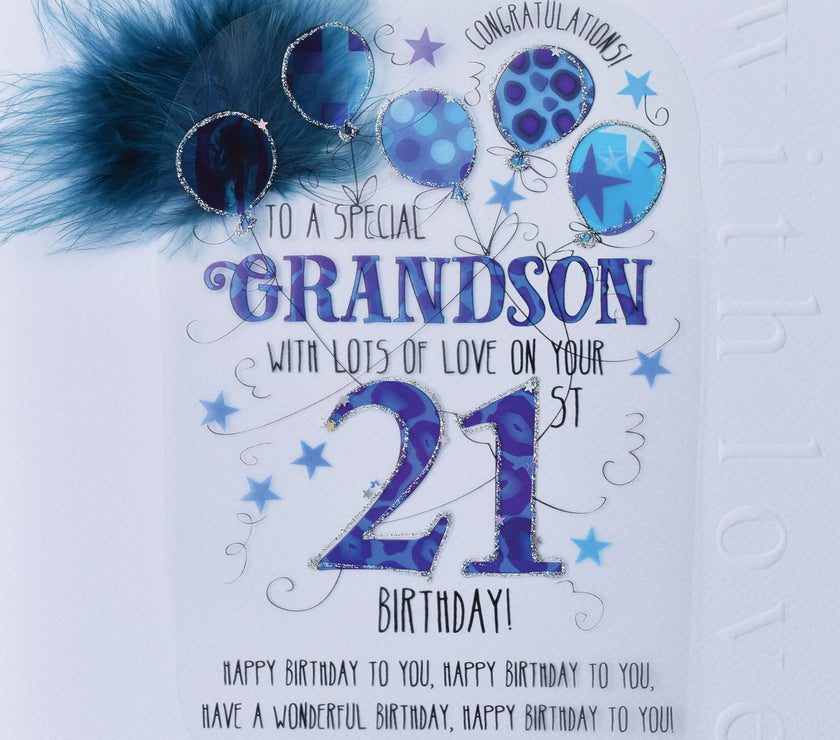 Grandson 21st Handmade Birthday Card