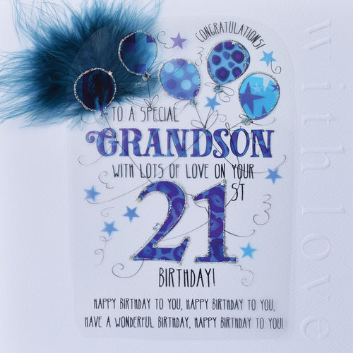 Grandson 21st Handmade Birthday Card