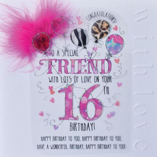 Friend 16th Handmade Birthday Card
