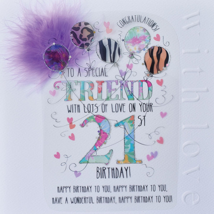Friend 21st Handmade Birthday Card