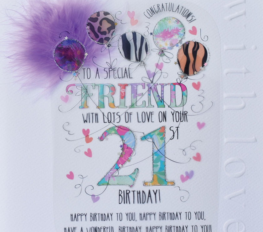 Friend 21st Handmade Birthday Card
