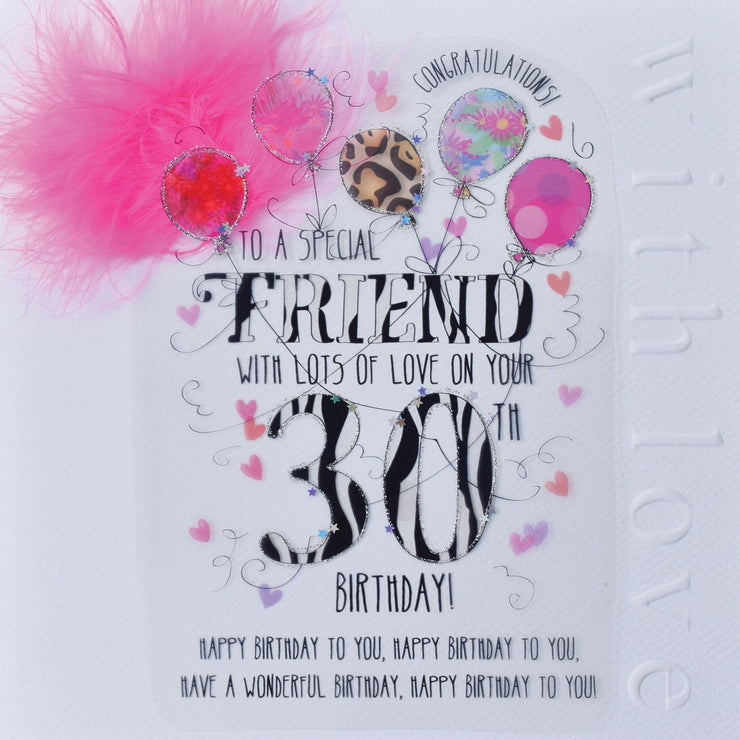 Friend 30th Handmade Birthday Card