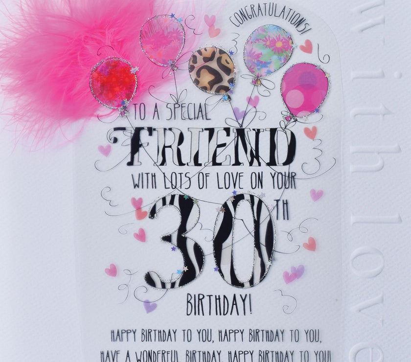 Friend 30th Handmade Birthday Card