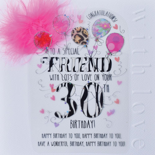 Friend 30th Handmade Birthday Card