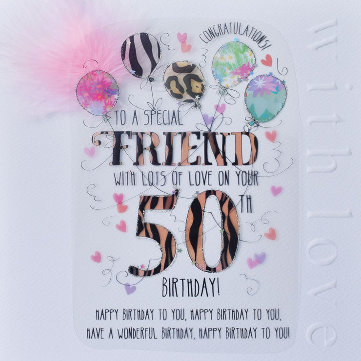 Friend 50th Handmade Birthday Card