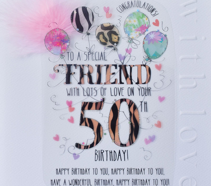 Friend 50th Handmade Birthday Card