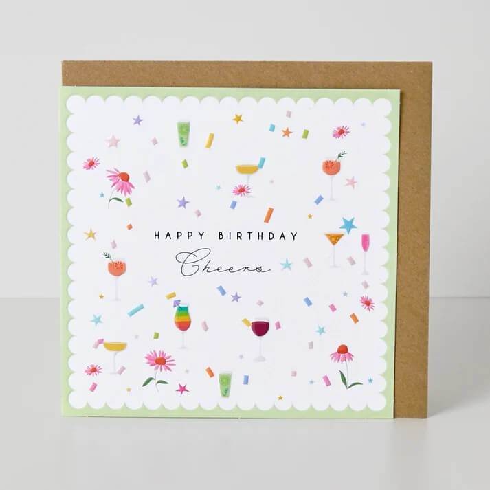 Ditsy Cheers Birthday Card - House of Cards