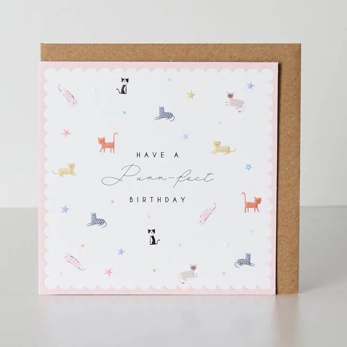 Ditsy Cats Birthday Card - House of Cards