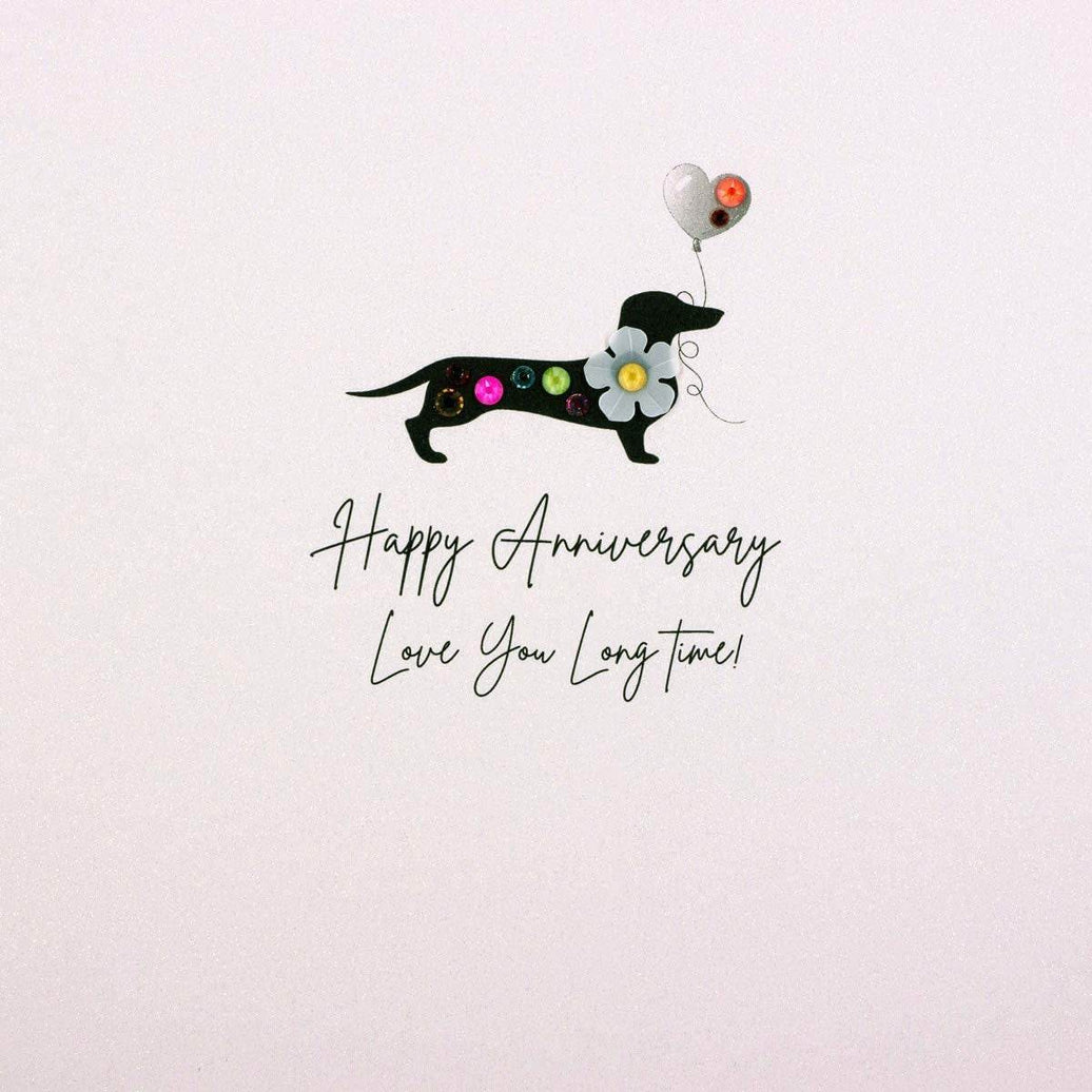 Happy Anniversary Sausage Dog Greetings Card - House of Cards