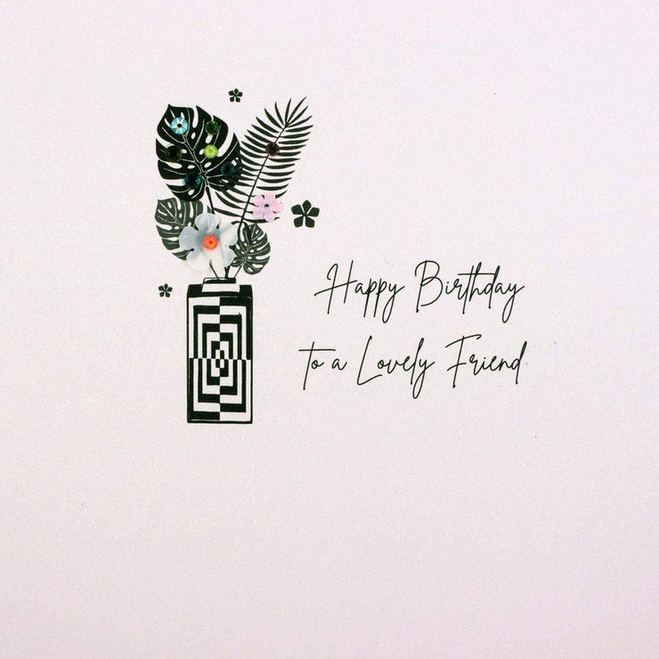 Lovely Friend Flowers Birthday Card