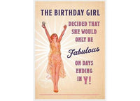 Fabulous on Days Ending Y Birthday Card