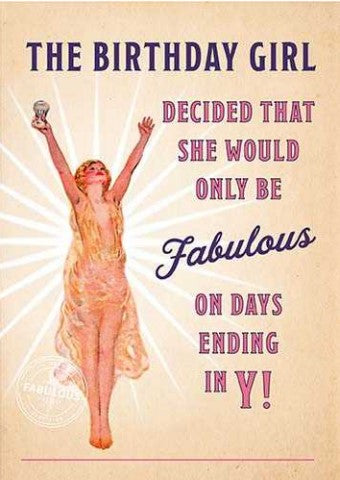 Fabulous on Days Ending Y Birthday Card