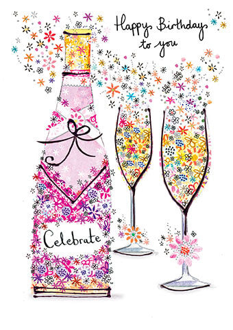 Daisy Patch Wine Card Birthday Card