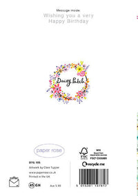 Daisy Patch Elephant Card Birthday Card