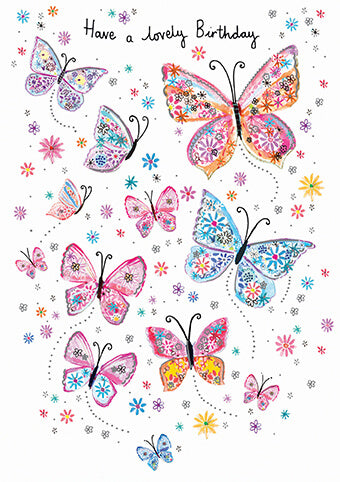 Daisy Patch Butterflies Birthday Card