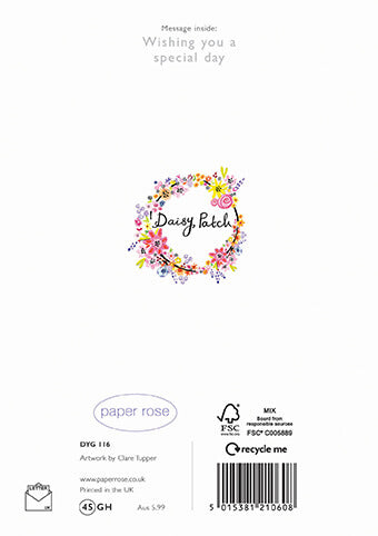 Daisy Patch Butterflies Birthday Card