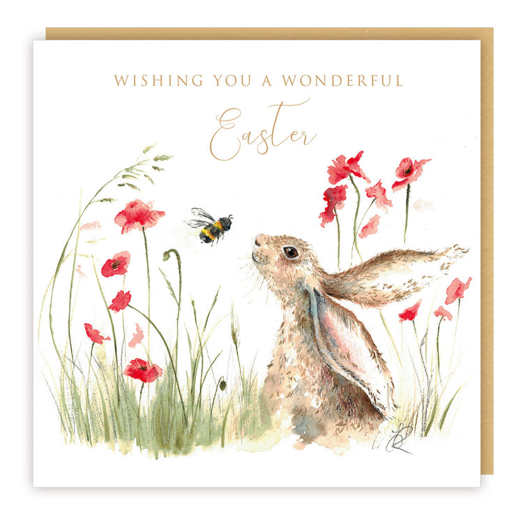 Hare and Bee Easter Card