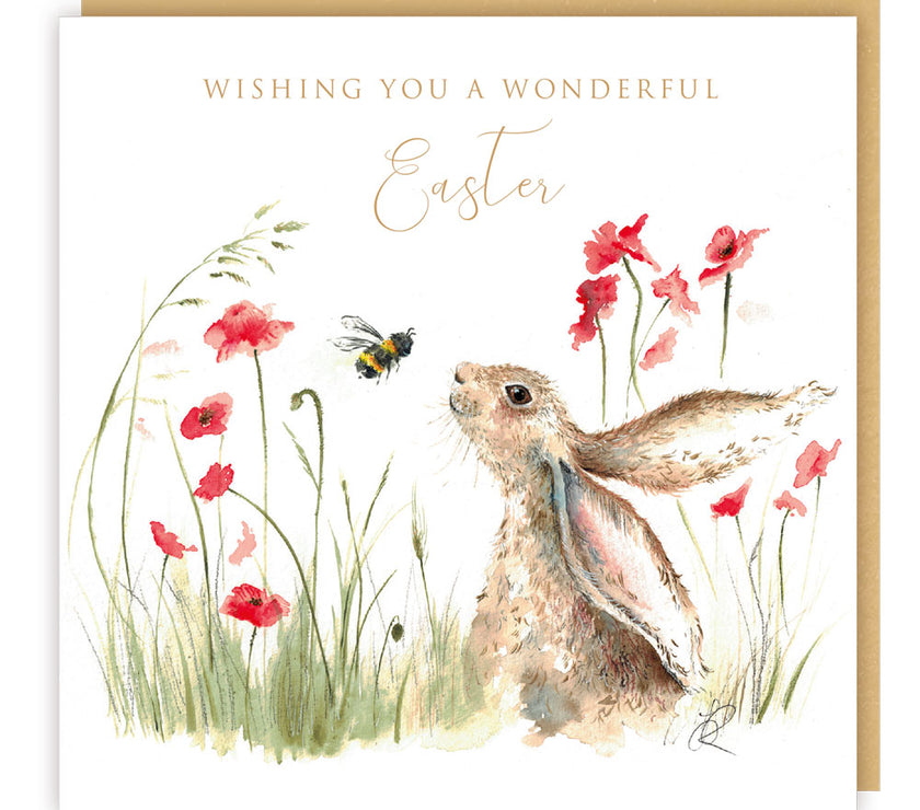 Hare and Bee Easter Card