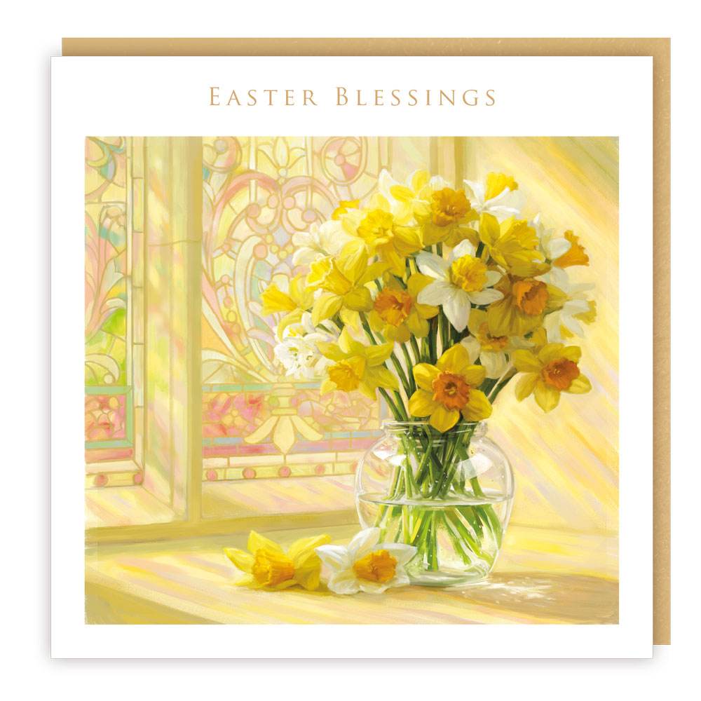 Church Window Daffodils Easter Card - House of Cards