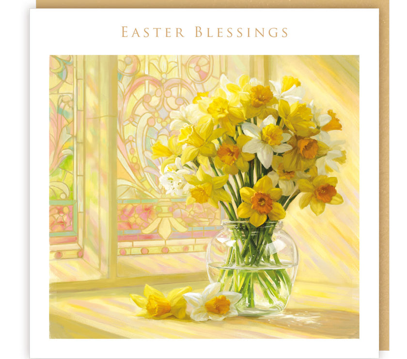 Church Window Daffodils Easter Card