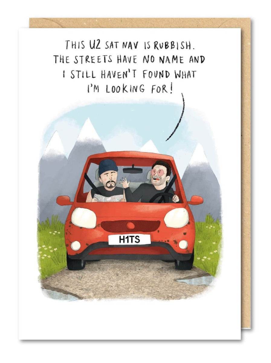 U2 Sat Nav Birthday Card - House of Cards