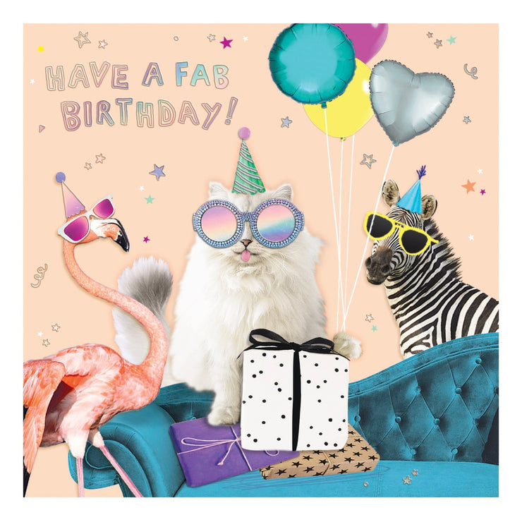 Cat Sunglasses Fab Birthday Card