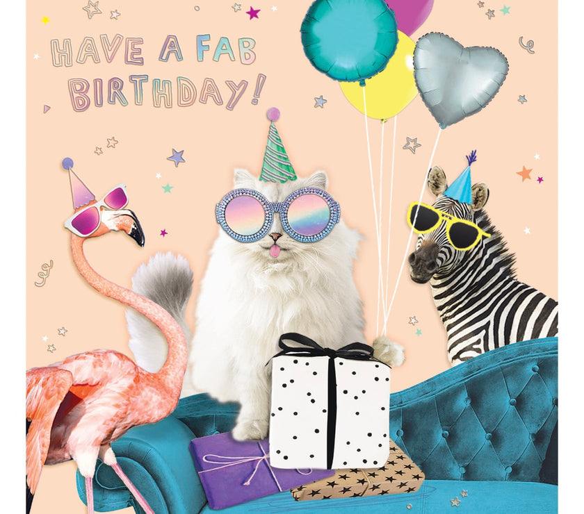 Cat Sunglasses Fab Birthday Card