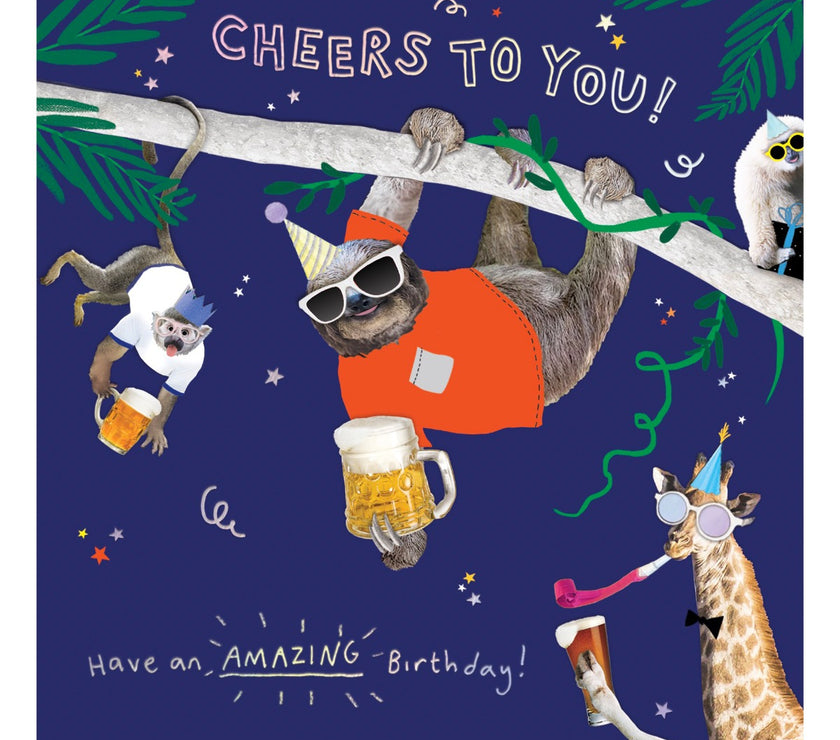 Sloth Cheers To You Birthday Card