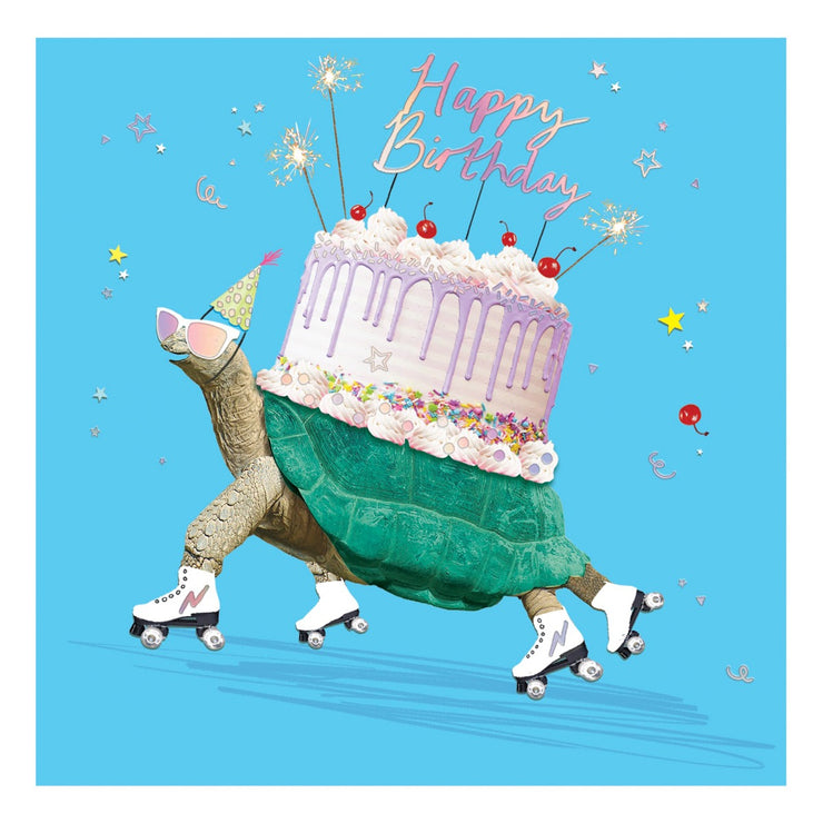 Skating Tortoise Birthday Card