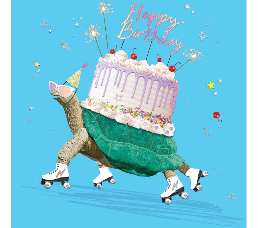 Skating Tortoise Birthday Card
